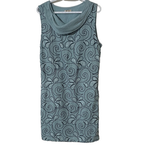 Lina Tomei Blue Embroidered Linen Dress Size XL